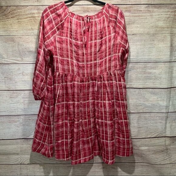 NWT Madewell Pink Plaid Babydoll Dress Size Small - Picture 6 of 14